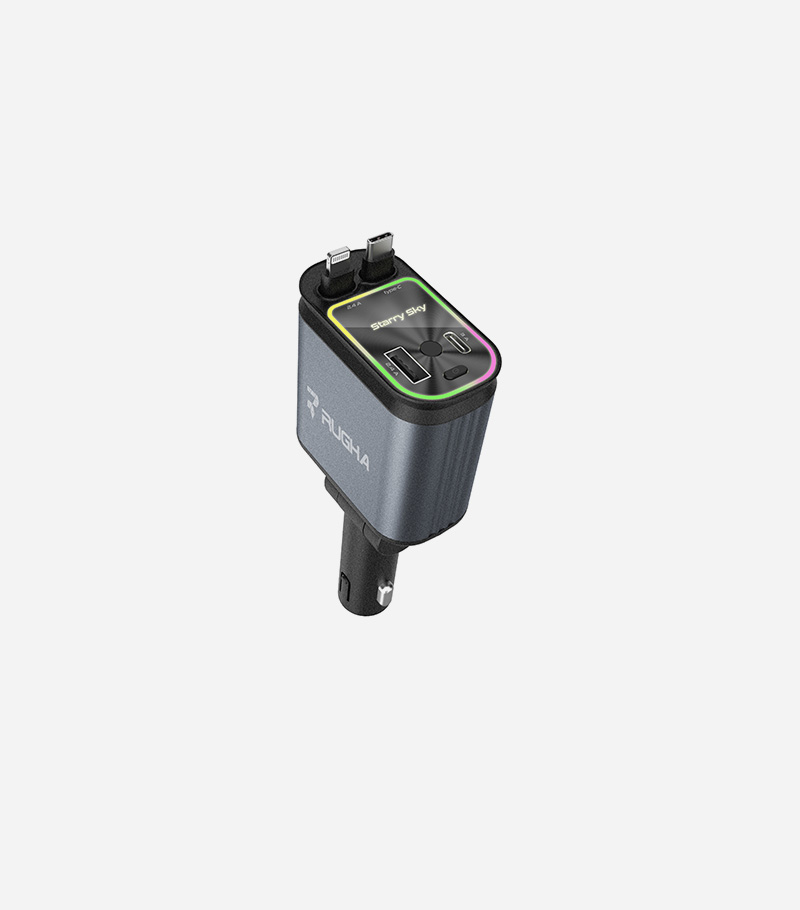 4-in-1 Retractable Car Charger 66w Fast Starry Sky Light PD3.0