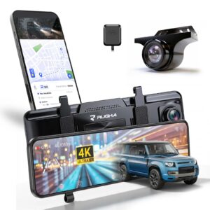Rugha N6 Pro Smart Mirror Dash Cam Featuring 4K Recording, ADAS, BSD, LCA, G-Sensor, Ultra-Wide 11.26-inch IPS Touchscreen Display, GPS, WiFi, & 24‑Hour Parking Monitor