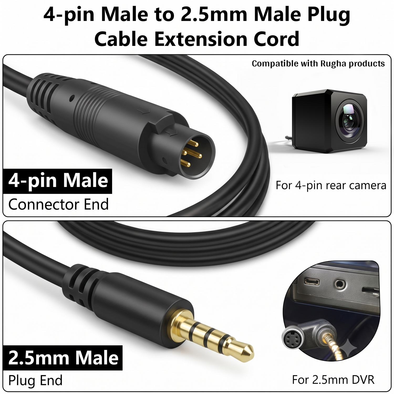 Pin Dash Cam Extension Cable 4-Pin - Image 6
